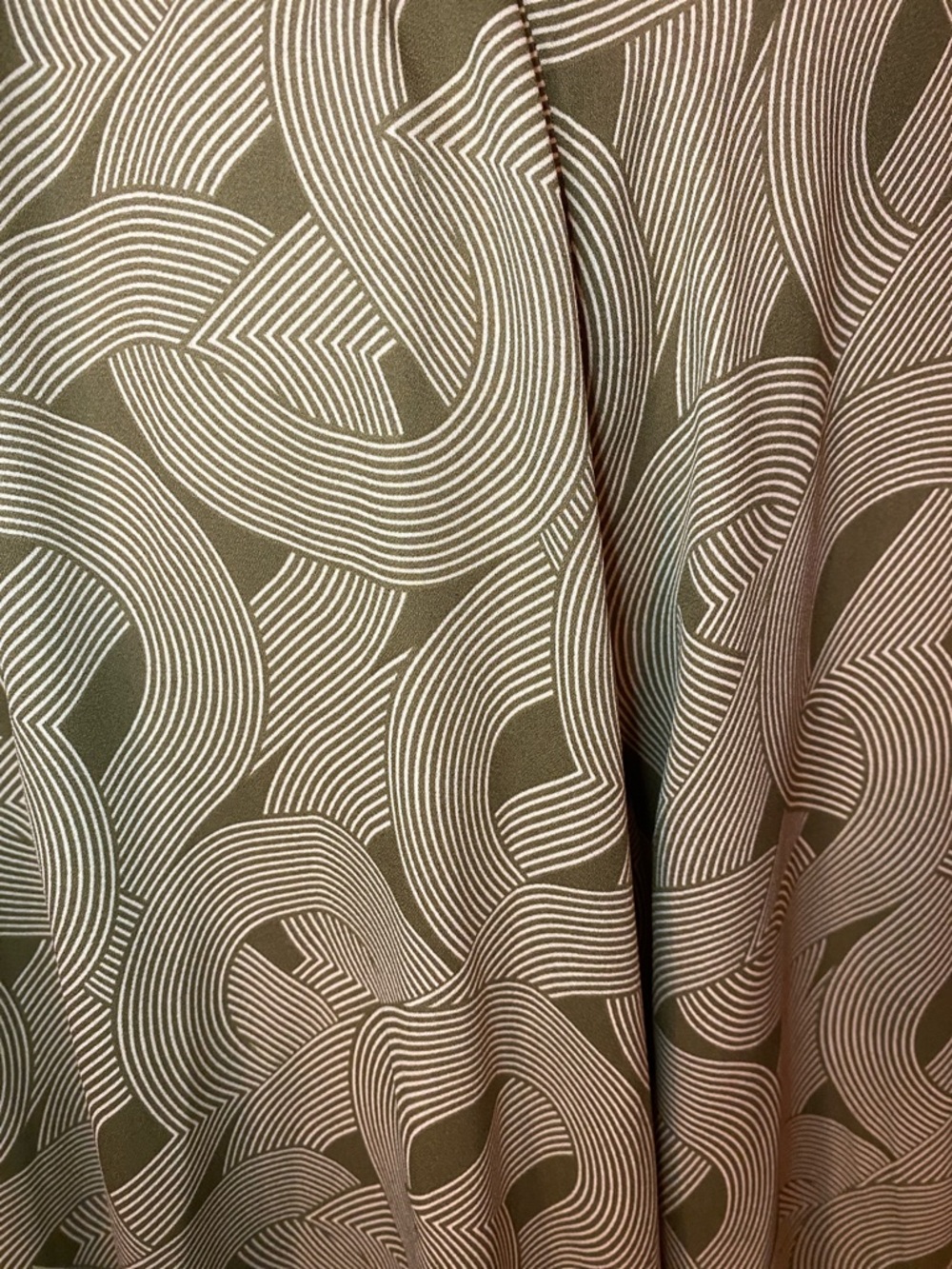 Worthington Olive Green Abstract-Print Long-Sleeve Smocked Blouse - Picture 8 of 12